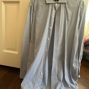 Men's Blue Checkered Dress Shirt